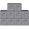 imageSONGMICS HOME Foldable Storage Cubes Set of 8 Fabric Shelf Organizer Bins with Handles Closet Storage Boxes for Clothes 12 x 12 x 12 Inches GrayGray
