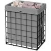 imageSONGMICS HOME Laundry Basket Foldable Laundry Hamper Clothes Hamper Removable Liner with Handles for Bedroom Bathroom 29 Gal 110 L BlackGray
