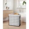 imageSONGMICS HOME Laundry Basket Foldable Laundry Hamper Clothes Hamper Removable Liner with Handles for Bedroom Bathroom 29 Gal 110 L BlackWhite