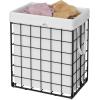 imageSONGMICS HOME Laundry Basket Foldable Laundry Hamper Clothes Hamper Removable Liner with Handles for Bedroom Bathroom 29 Gal 110 L BlackWhite