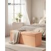 imageSONGMICS HOME Ottoman with Storage Removable Lid Folding Storage Chest Easy Assembly for Entryway Bedroom Living Room 152 x 432 x 152 Inches Velvet WhiteOrange
