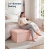 imageSONGMICS HOME Ottoman with Storage Removable Lid Folding Storage Chest Easy Assembly for Entryway Bedroom Living Room 152 x 432 x 152 Inches Velvet WhitePink