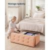 imageSONGMICS HOME Ottoman with Storage Removable Lid Folding Storage Chest Easy Assembly for Entryway Bedroom Living Room 152 x 432 x 152 Inches Velvet WhiteOrange