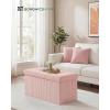 imageSONGMICS HOME Ottoman with Storage Removable Lid Folding Storage Chest Easy Assembly for Entryway Bedroom Living Room 152 x 432 x 152 Inches Velvet WhitePink