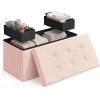 imageSONGMICS HOME Ottoman with Storage Removable Lid Folding Storage Chest Easy Assembly for Entryway Bedroom Living Room 152 x 432 x 152 Inches Velvet WhitePink