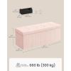 imageSONGMICS HOME Ottoman with Storage Removable Lid Folding Storage Chest Easy Assembly for Entryway Bedroom Living Room 152 x 432 x 152 Inches Velvet WhitePink