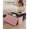 imageSONGMICS HOME Ottoman with Storage Removable Lid Folding Storage Chest Easy Assembly for Entryway Bedroom Living Room 152 x 432 x 152 Inches Velvet WhitePink