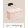 imageSONGMICS HOME Ottoman with Storage Removable Lid Folding Storage Chest Easy Assembly for Entryway Bedroom Living Room 152 x 432 x 152 Inches Velvet WhitePink