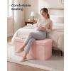 imageSONGMICS HOME Ottoman with Storage Removable Lid Folding Storage Chest Easy Assembly for Entryway Bedroom Living Room 152 x 432 x 152 Inches Velvet WhitePink