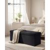 imageSONGMICS HOME Ottoman with Storage Removable Lid Folding Storage Chest Easy Assembly for Entryway Bedroom Living Room 152 x 432 x 152 Inches Velvet WhiteBlack