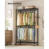 imageSONGMICS HeavyDuty Rolling Clothes Rack Garment Rack Portable Closet on Wheels with Adjustable Mesh Shelves and Hanging Rails Hooks 158 x 433 x 783 Inches Ink Black ULGR417BH01354W without Fabric Cover and Storage Shelves