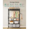 imageSONGMICS HeavyDuty Rolling Clothes Rack Garment Rack Portable Closet on Wheels with Adjustable Mesh Shelves and Hanging Rails Hooks 158 x 433 x 783 Inches Ink Black ULGR417BH01354W with Storage Shelves