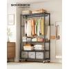 imageSONGMICS HeavyDuty Rolling Clothes Rack Garment Rack Portable Closet on Wheels with Adjustable Mesh Shelves and Hanging Rails Hooks 158 x 433 x 783 Inches Ink Black ULGR417BH01354W with Storage Shelves