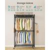 imageSONGMICS HeavyDuty Rolling Clothes Rack Garment Rack Portable Closet on Wheels with Adjustable Mesh Shelves and Hanging Rails Hooks 158 x 433 x 783 Inches Ink Black ULGR417BH01354W without Fabric Cover and Storage Shelves