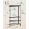 imageSONGMICS HeavyDuty Rolling Clothes Rack Garment Rack Portable Closet on Wheels with Adjustable Mesh Shelves and Hanging Rails Hooks 158 x 433 x 783 Inches Ink Black ULGR417BH01354W with Storage Shelves