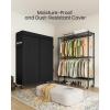 imageSONGMICS HeavyDuty Rolling Clothes Rack Garment Rack Portable Closet on Wheels with Adjustable Mesh Shelves and Hanging Rails Hooks 158 x 433 x 783 Inches Ink Black ULGR417BH01433W with Fabric Cover
