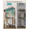 imageSONGMICS HeavyDuty Rolling Clothes Rack Garment Rack Portable Closet on Wheels with Adjustable Mesh Shelves and Hanging Rails Hooks 158 x 433 x 783 Inches Ink Black ULGR417BH01354W without Fabric Cover and Storage Shelves