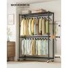 imageSONGMICS HeavyDuty Rolling Clothes Rack Garment Rack Portable Closet on Wheels with Adjustable Mesh Shelves and Hanging Rails Hooks 158 x 433 x 783 Inches Ink Black ULGR417BH01433W without Fabric Cover and Storage Shelves