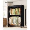 imageSONGMICS HeavyDuty Rolling Clothes Rack Garment Rack Portable Closet on Wheels with Adjustable Mesh Shelves and Hanging Rails Hooks 158 x 433 x 783 Inches Ink Black ULGR417BH01433W with Fabric Cover