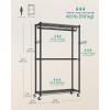 imageSONGMICS HeavyDuty Rolling Clothes Rack Garment Rack Portable Closet on Wheels with Adjustable Mesh Shelves and Hanging Rails Hooks 158 x 433 x 783 Inches Ink Black ULGR417BH01354W without Fabric Cover and Storage Shelves