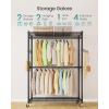imageSONGMICS HeavyDuty Rolling Clothes Rack Garment Rack Portable Closet on Wheels with Adjustable Mesh Shelves and Hanging Rails Hooks 158 x 433 x 783 Inches Ink Black ULGR417BH01433W without Fabric Cover and Storage Shelves