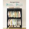 imageSONGMICS HeavyDuty Rolling Clothes Rack Garment Rack Portable Closet on Wheels with Adjustable Mesh Shelves and Hanging Rails Hooks 158 x 433 x 783 Inches Ink Black ULGR417BH01433W with Fabric Cover