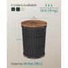 imageSONGMICS Laundry Hamper with Lid Round Laundry Basket 25 Gallons 95 L Versatile Removable Fabric Liner Large Capacity for Laundry Room Bedroom Living Room Ink Black ULCB160B01V1Ink Black