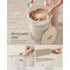 imageSONGMICS Laundry Hamper with Lid Round Laundry Basket 25 Gallons 95 L Versatile Removable Fabric Liner Large Capacity for Laundry Room Bedroom Living Room Ink Black ULCB160B01V1Cream White