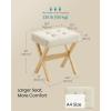 imageSONGMICS Makeup Stool Padded Vanity Stool Foot Rest Solid Wood X Legs for Bedroom Closet Entryway 126 x 165 x 181 Inches Slate Gray and Brown ULSF006GN01Summer Sand  Natural Wood Legs