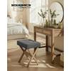 imageSONGMICS Makeup Stool Padded Vanity Stool Foot Rest Solid Wood X Legs for Bedroom Closet Entryway 126 x 165 x 181 Inches Slate Gray and Brown ULSF006GN01Slate Gray  Brown Leg