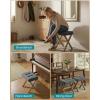 imageSONGMICS Makeup Stool Padded Vanity Stool Foot Rest Solid Wood X Legs for Bedroom Closet Entryway 126 x 165 x 181 Inches Slate Gray and Brown ULSF006GN01Slate Gray  Brown Leg