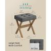 imageSONGMICS Makeup Stool Padded Vanity Stool Foot Rest Solid Wood X Legs for Bedroom Closet Entryway 126 x 165 x 181 Inches Slate Gray and Brown ULSF006GN01Slate Gray  Brown Leg