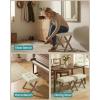 imageSONGMICS Makeup Stool Padded Vanity Stool Foot Rest Solid Wood X Legs for Bedroom Closet Entryway 126 x 165 x 181 Inches Slate Gray and Brown ULSF006GN01Summer Sand  Brown Leg