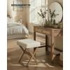 imageSONGMICS Makeup Stool Padded Vanity Stool Foot Rest Solid Wood X Legs for Bedroom Closet Entryway 126 x 165 x 181 Inches Slate Gray and Brown ULSF006GN01Summer Sand  Brown Leg
