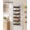 imageSONGMICS Over the Door Pantry Organizer 6Tier Kitchen Pantry Door Organizer with Adjustable Tall Baskets Hanging Spice Rack for Bedroom Bathroom Laundry Room Transparent Black UKCS046BH01Transparent Black