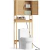 imageSONGMICS Over the Toilet Storage 4Tier Over Toilet Bathroom Organizer with Adjustable Shelves 102 x 327 x 728 Inches SpaceSaving Cloud White UBTS017W01Natural Beige