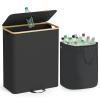 imageSONGMICS Recycling Bin for Kitchen 264 Gallon Bottle Recycling Container Collection Bin for Metal Plastic Paper Glass Inner Bag with Handles Kitchen Slate Gray and Natural Beige URRB509G01Ink Black