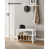 imageSONGMICS Shoe Rack Bench 3Tier Bamboo Shoe Storage Organizer Entryway Bench Holds Up to 286 lb 113 x 429 x 178 Inches for Entryway Bathroom Bedroom Ink Black ULBS110B101Cloud White
