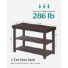 imageSONGMICS Shoe Rack Bench 3Tier Bamboo Shoe Storage Organizer Entryway Bench Holds Up to 286 lb 113 x 429 x 178 Inches for Entryway Bathroom Bedroom Ink Black ULBS110B101Brown