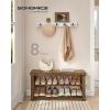 imageSONGMICS Shoe Rack Bench 3Tier Bamboo Shoe Storage Organizer Entryway Bench Holds Up to 286 lb 113 x 429 x 178 Inches for Entryway Bathroom Bedroom Ink Black ULBS110B101Yellow Brown