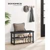 imageSONGMICS Shoe Rack Bench 3Tier Bamboo Shoe Storage Organizer Entryway Bench Holds Up to 286 lb 113 x 429 x 178 Inches for Entryway Bathroom Bedroom Ink Black ULBS110B101Ink Black