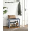 imageSONGMICS Shoe Rack Bench 3Tier Bamboo Shoe Storage Organizer Entryway Bench Holds Up to 286 lb 113 x 429 x 178 Inches for Entryway Bathroom Bedroom Ink Black ULBS110B101Grey