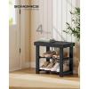 imageSONGMICS Shoe Rack Bench 3Tier Bamboo Shoe Storage Organizer Entryway Bench Holds Up to 286 lb 113 x 429 x 178 Inches for Entryway Bathroom Bedroom Ink Black ULBS110B101Ink Black