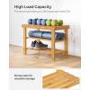 imageSONGMICS Shoe Rack Bench 3Tier Bamboo Shoe Storage Organizer Entryway Bench Holds Up to 286 lb 113 x 429 x 178 Inches for Entryway Bathroom Bedroom Ink Black ULBS110B101Natural