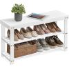 imageSONGMICS Shoe Rack Bench 3Tier Bamboo Shoe Storage Organizer Entryway Bench Holds Up to 286 lb 113 x 429 x 178 Inches for Entryway Bathroom Bedroom Ink Black ULBS110B101Cloud White