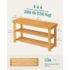 imageSONGMICS Shoe Rack Bench 3Tier Bamboo Shoe Storage Organizer Entryway Bench Holds Up to 286 lb 113 x 429 x 178 Inches for Entryway Bathroom Bedroom Ink Black ULBS110B101Natural