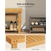imageSONGMICS Shoe Rack Bench 3Tier Bamboo Shoe Storage Organizer Entryway Bench Holds Up to 286 lb 113 x 429 x 178 Inches for Entryway Bathroom Bedroom Ink Black ULBS110B101Natural