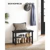 imageSONGMICS Shoe Rack Bench 3Tier Bamboo Shoe Storage Organizer Entryway Bench Holds Up to 286 lb 113 x 429 x 178 Inches for Entryway Bathroom Bedroom Ink Black ULBS110B101Ink Black