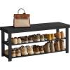 imageSONGMICS Shoe Rack Bench 3Tier Bamboo Shoe Storage Organizer Entryway Bench Holds Up to 286 lb 113 x 429 x 178 Inches for Entryway Bathroom Bedroom Ink Black ULBS110B101Ink Black