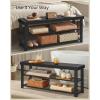 imageSONGMICS Shoe Rack Bench 3Tier Bamboo Shoe Storage Organizer Entryway Bench Holds Up to 286 lb 113 x 429 x 178 Inches for Entryway Bathroom Bedroom Ink Black ULBS110B101Ink Black